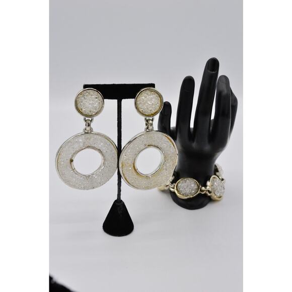 Edouard Rambaud Vintage Set Clip On Earrings Rock Candy Earrings Bracelet BinZ - Picture 9 of 12